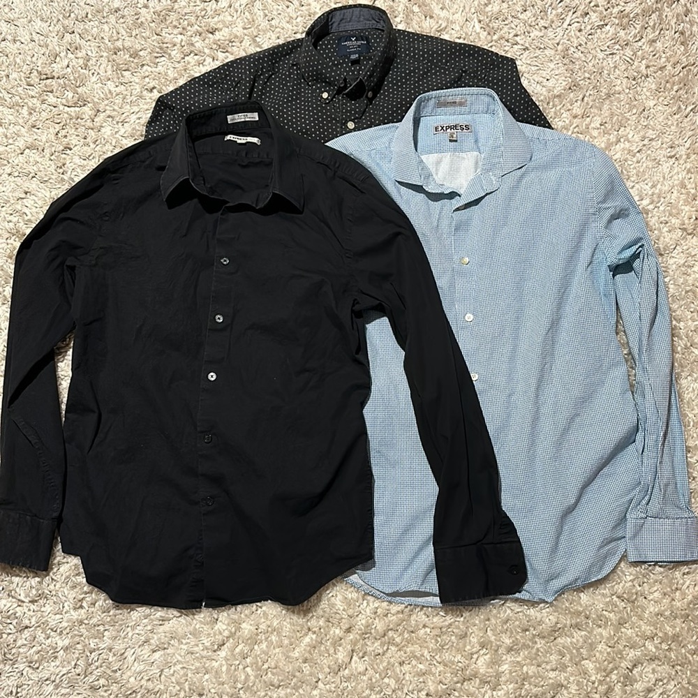 2 Express & 1 American Eagle Long Sleeve Shirts (Medium) for $15